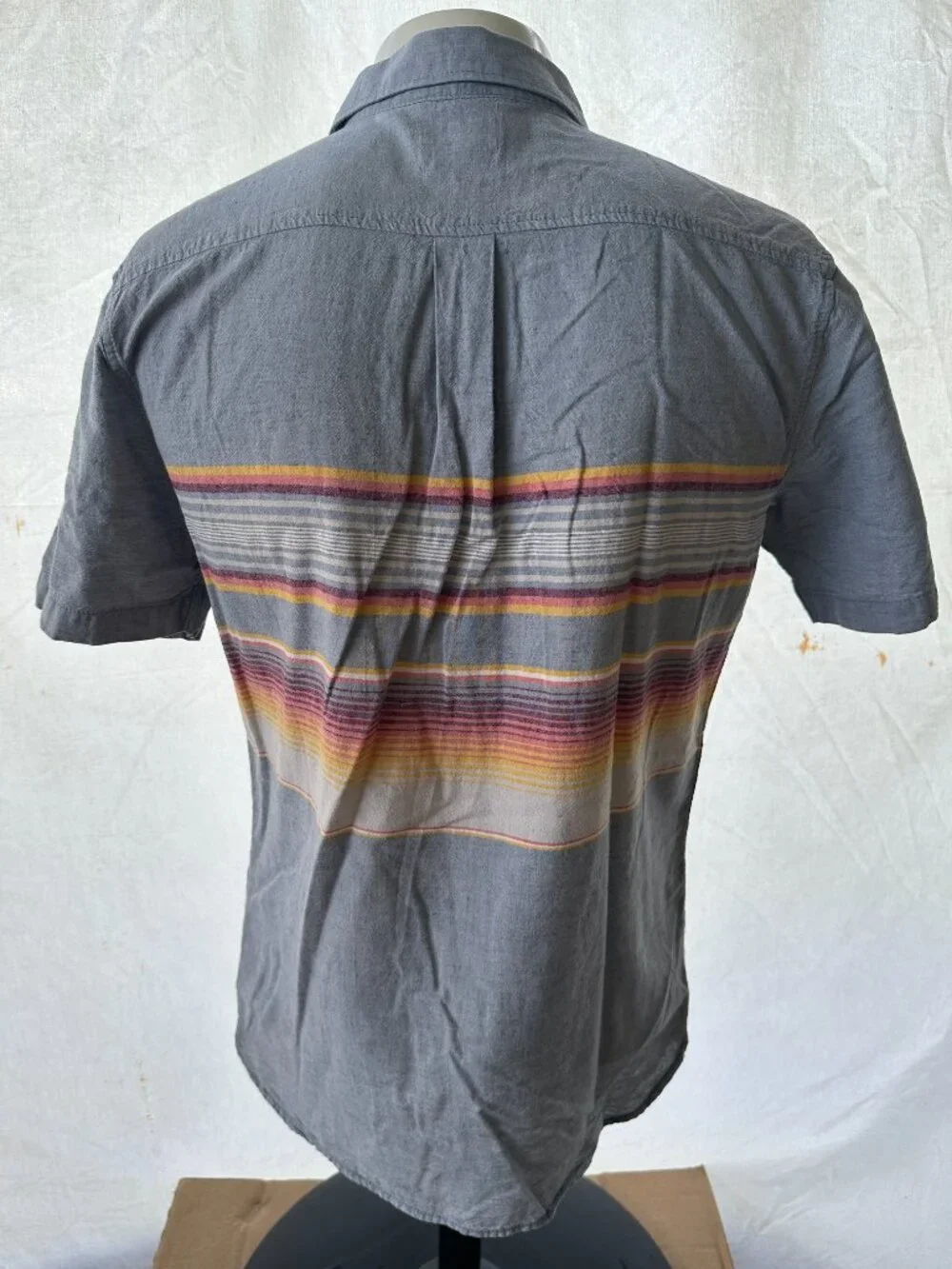 Vans Tailored Fit Men's Blue Stripe Button Front SS Shirt Small Cotton